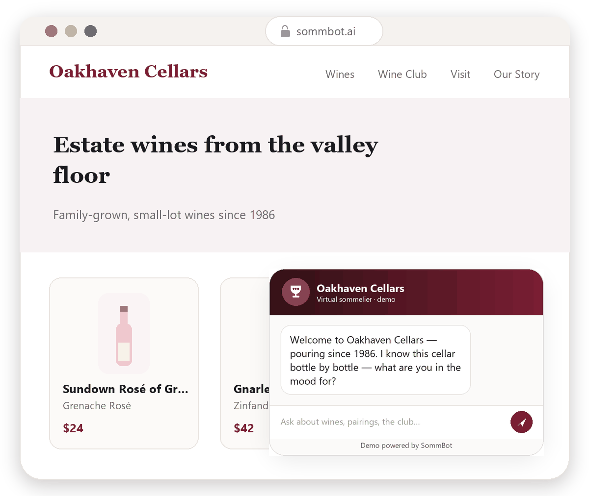 SommBot asks a guest's taste and recommends the right bottle, like a host would.